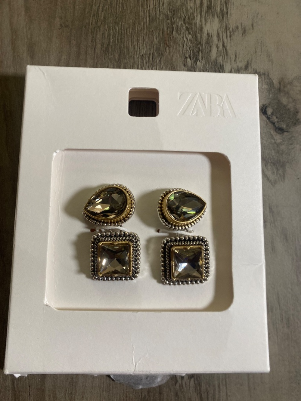 NWT Zara Double Rhinestones Earrings - Picture 3 of 8